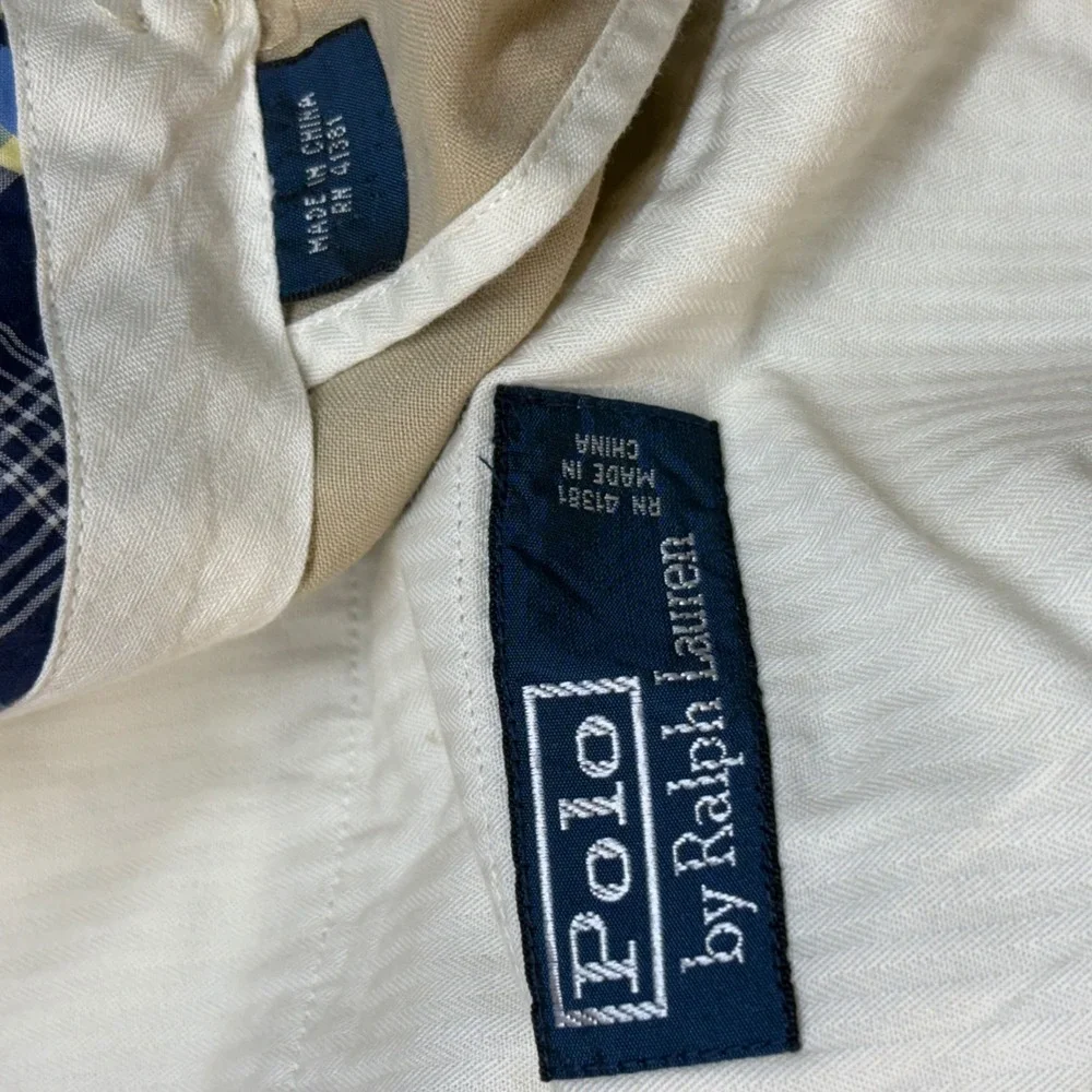 Polo Ralph Lauren Mens 36x27.5 Beige Linen Silk Blend Flat Front Trousers Pants